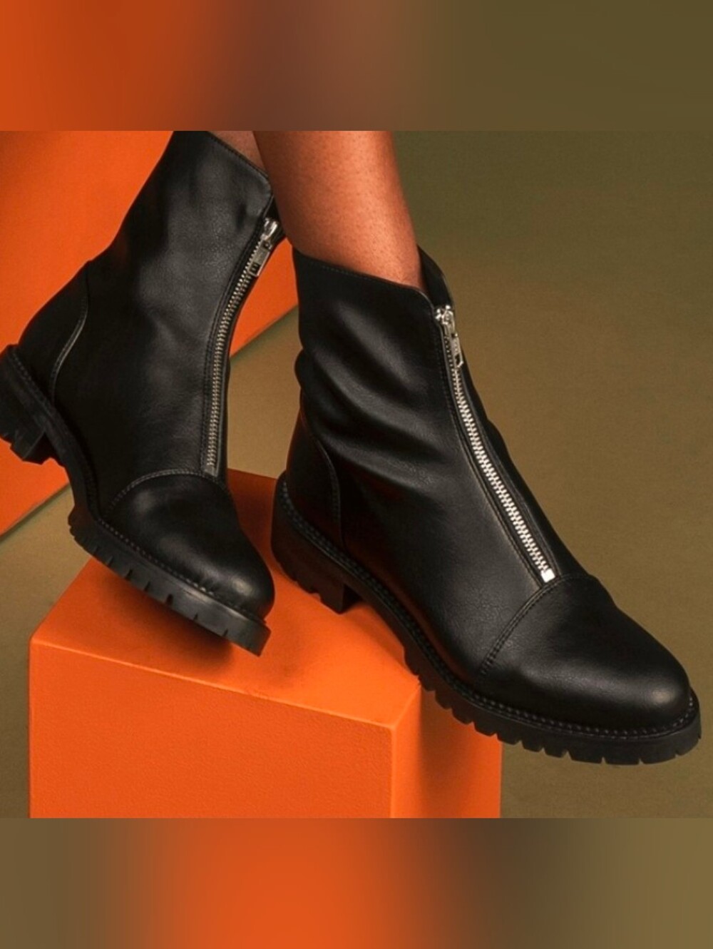 Zara suede leather ankle zipper goth boots 40/9